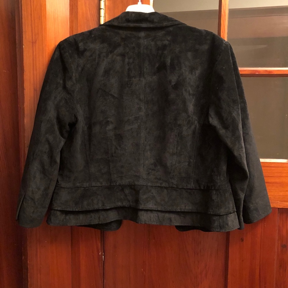 black suede 3/4 length sleeve blazer